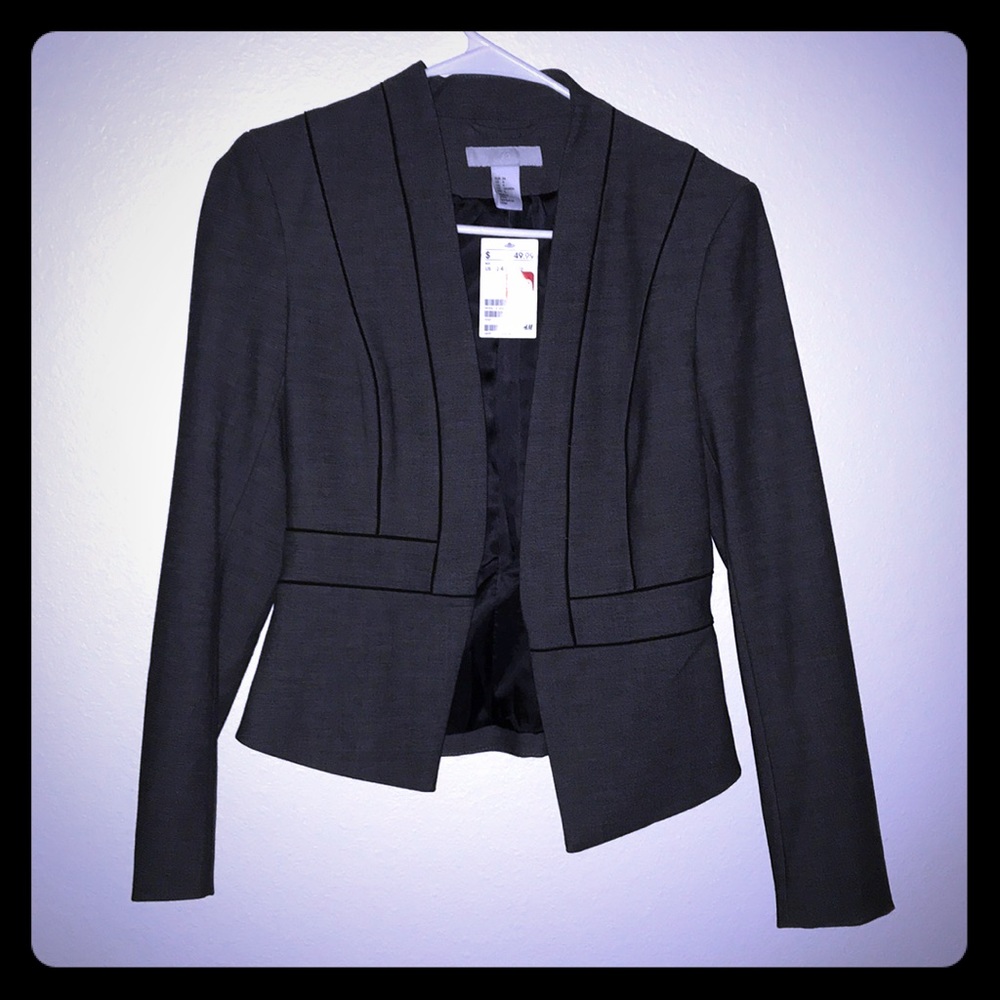 Grey fitted blazer hM
